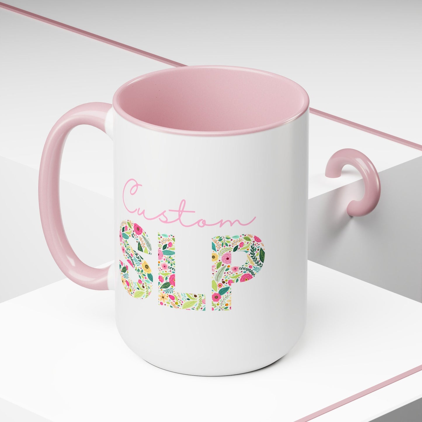 Custom Name Floral SLP 15oz Two-Tone Mug