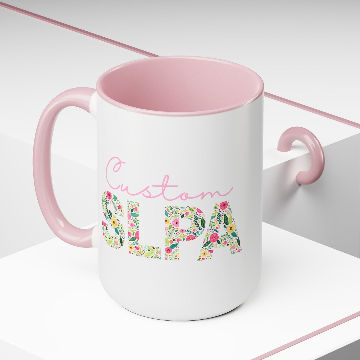 Custom Name Floral SLPA 15oz Two-Tone Mug