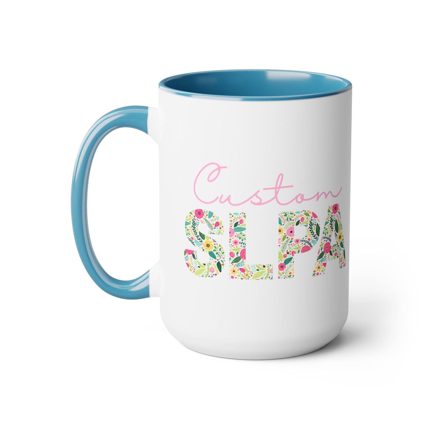 Custom Name Floral SLPA 15oz Two-Tone Mug