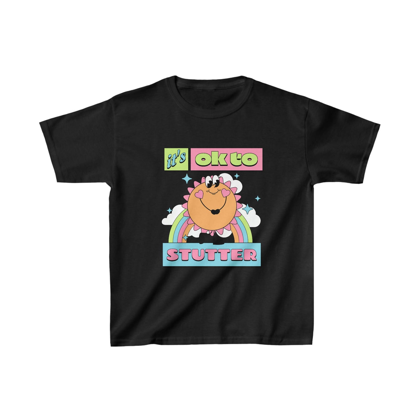 Retro Sun It's OK to Stutter Kids Shirt