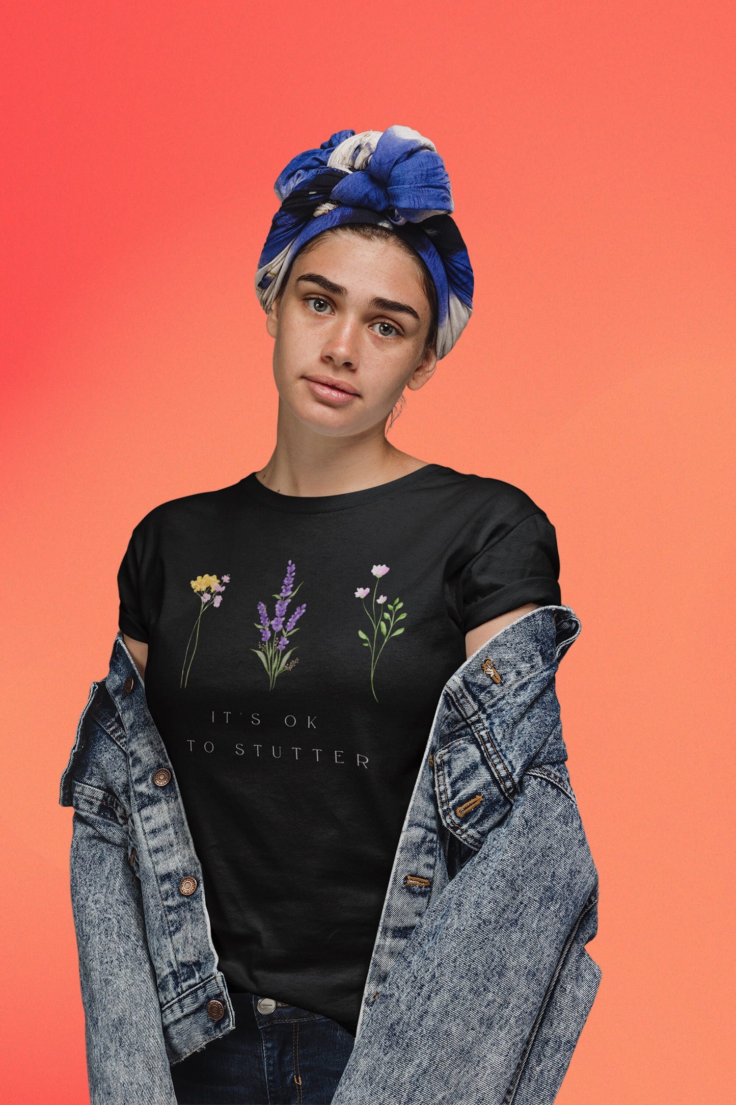 Floral It's OK to Stutter T-shirt