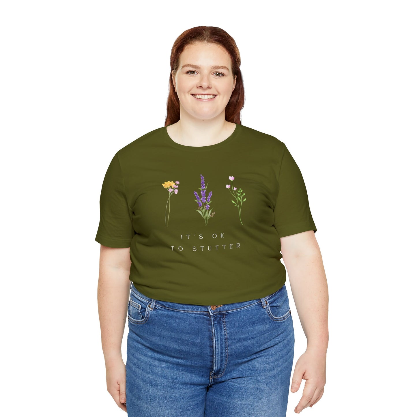 Floral It's OK to Stutter T-shirt