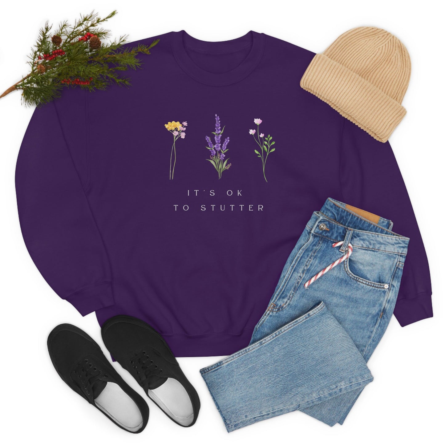 It's OK to Stutter Floral Sweatshirt