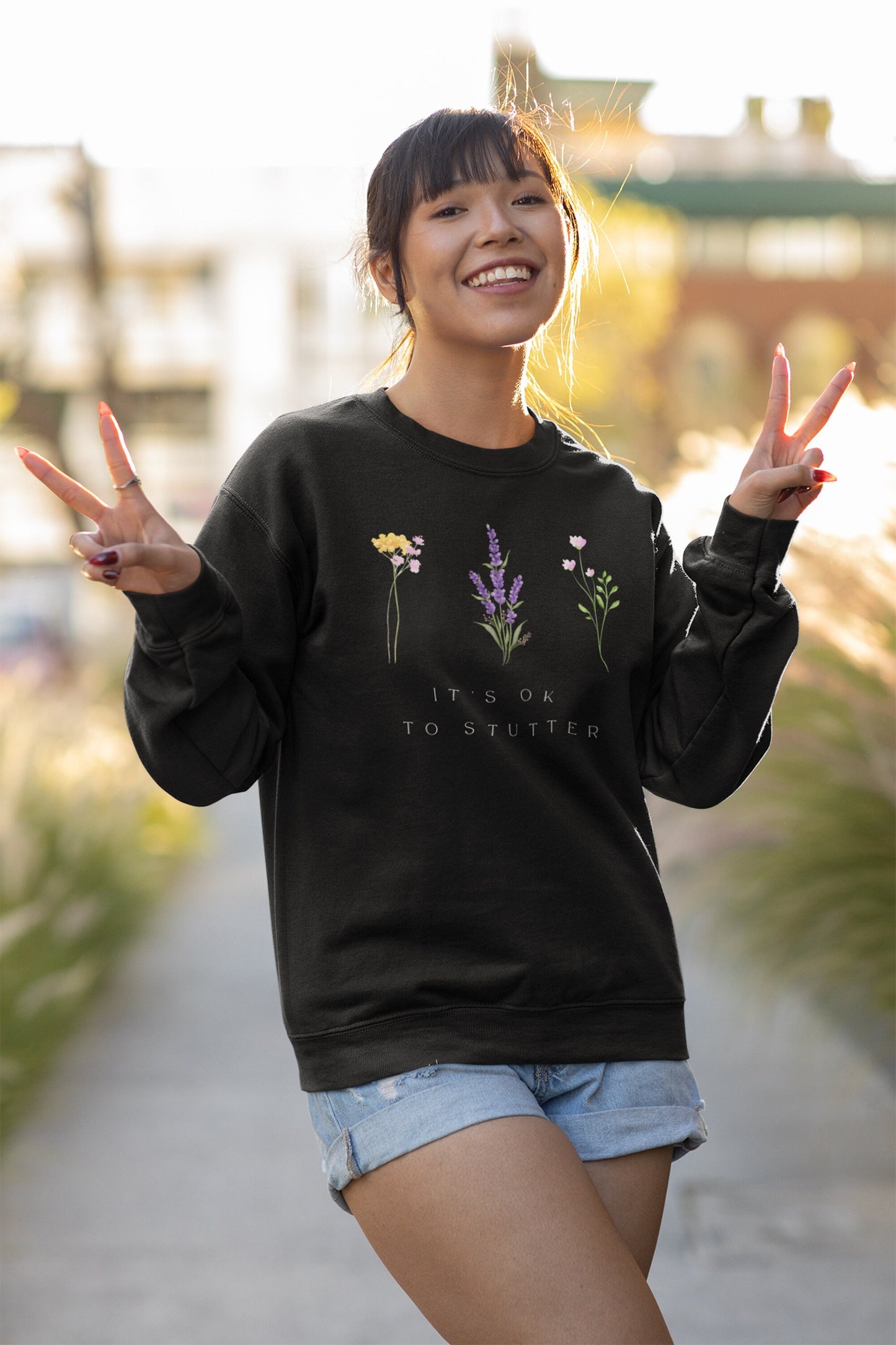 It's OK to Stutter Floral Sweatshirt