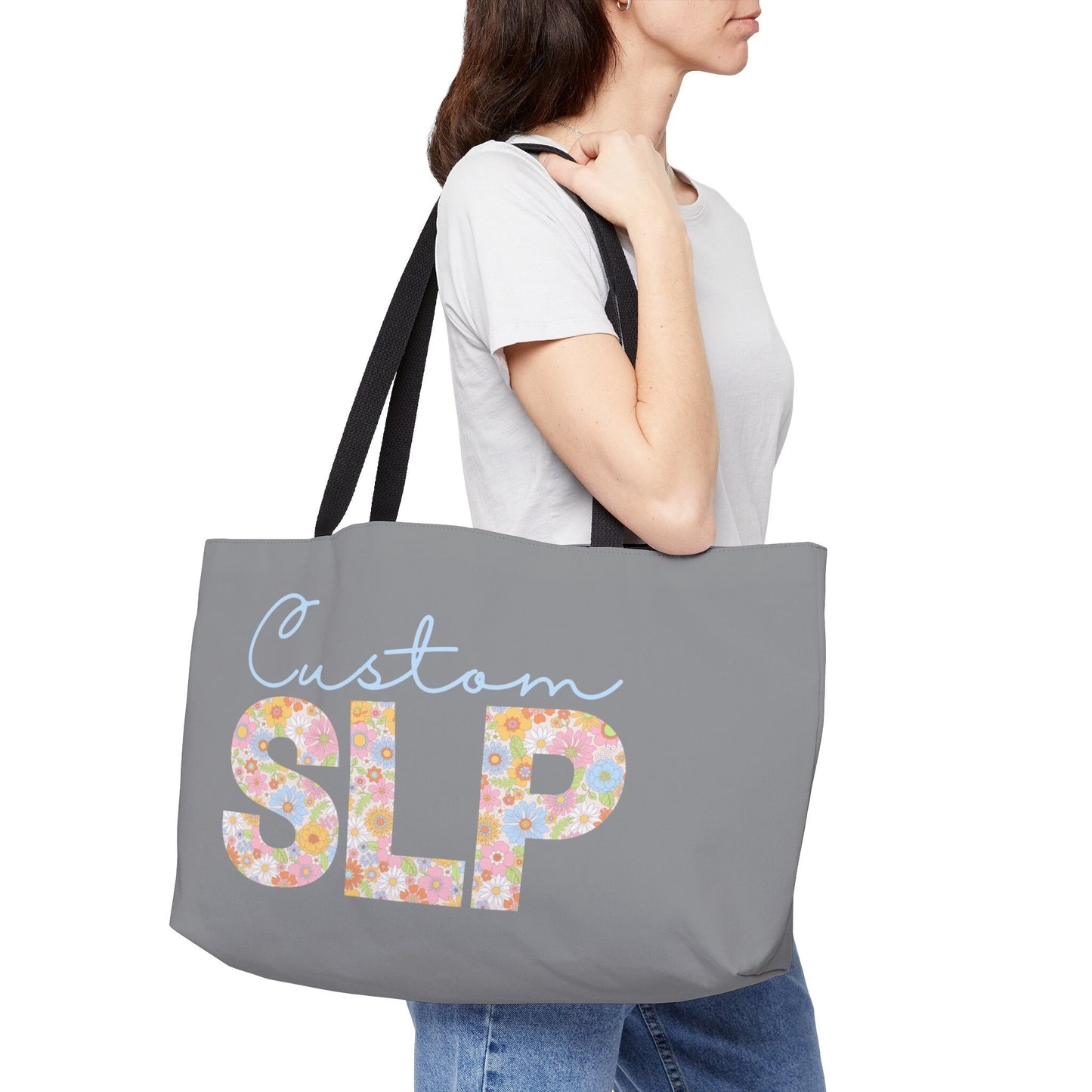 Custom Retro Floral SLP Weekender Tote Bag