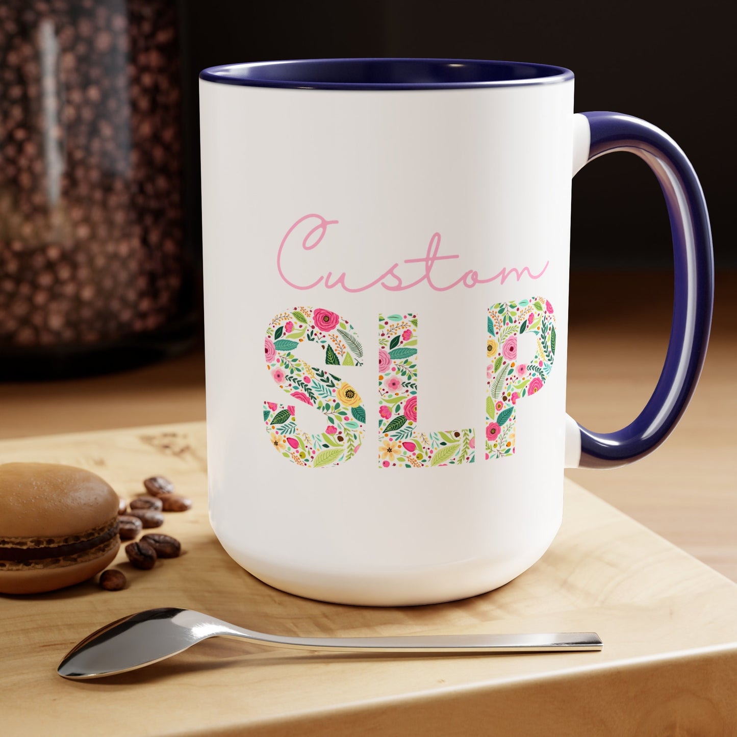 Custom Name Floral SLP 15oz Two-Tone Mug