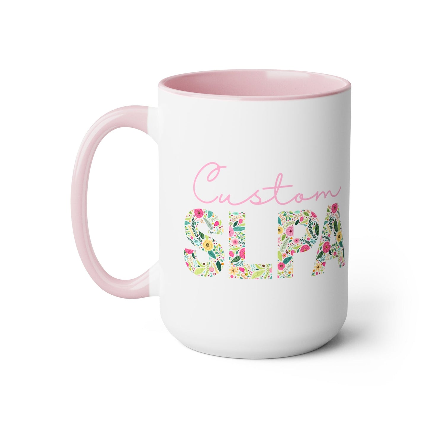 Custom Name Floral SLPA 15oz Two-Tone Mug