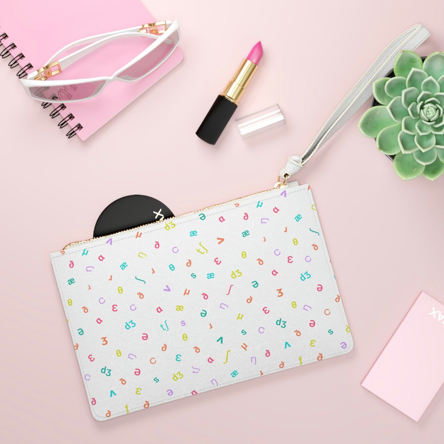 IPA Symbols Vegan Leather Clutch