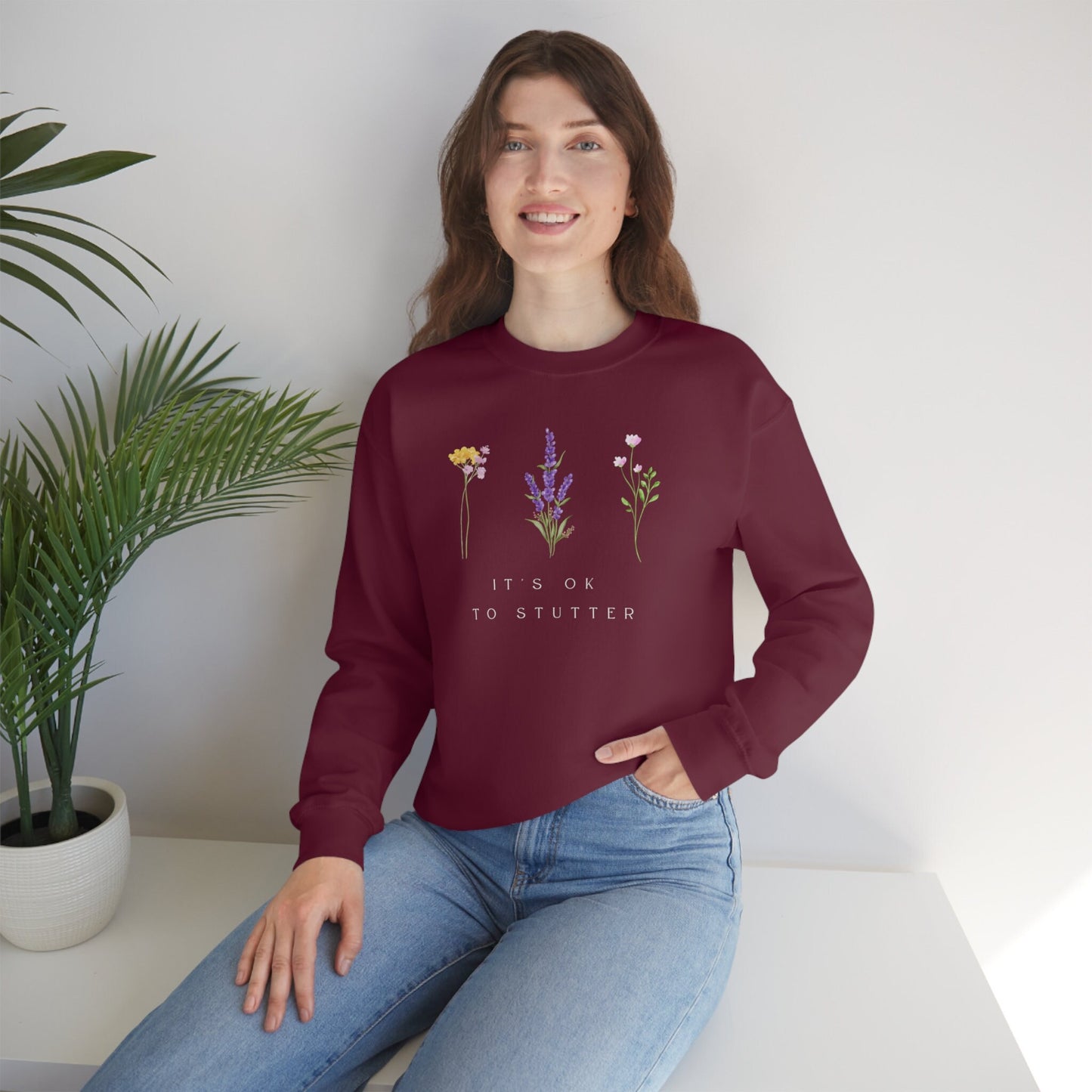 It's OK to Stutter Floral Sweatshirt