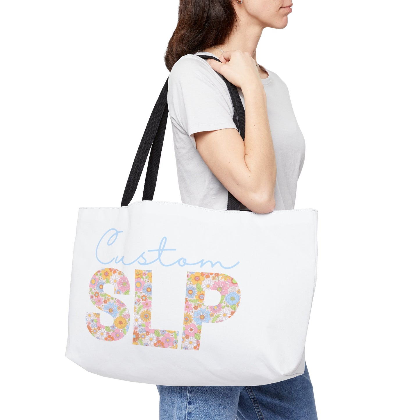 Custom Retro Floral SLP Weekender Tote Bag