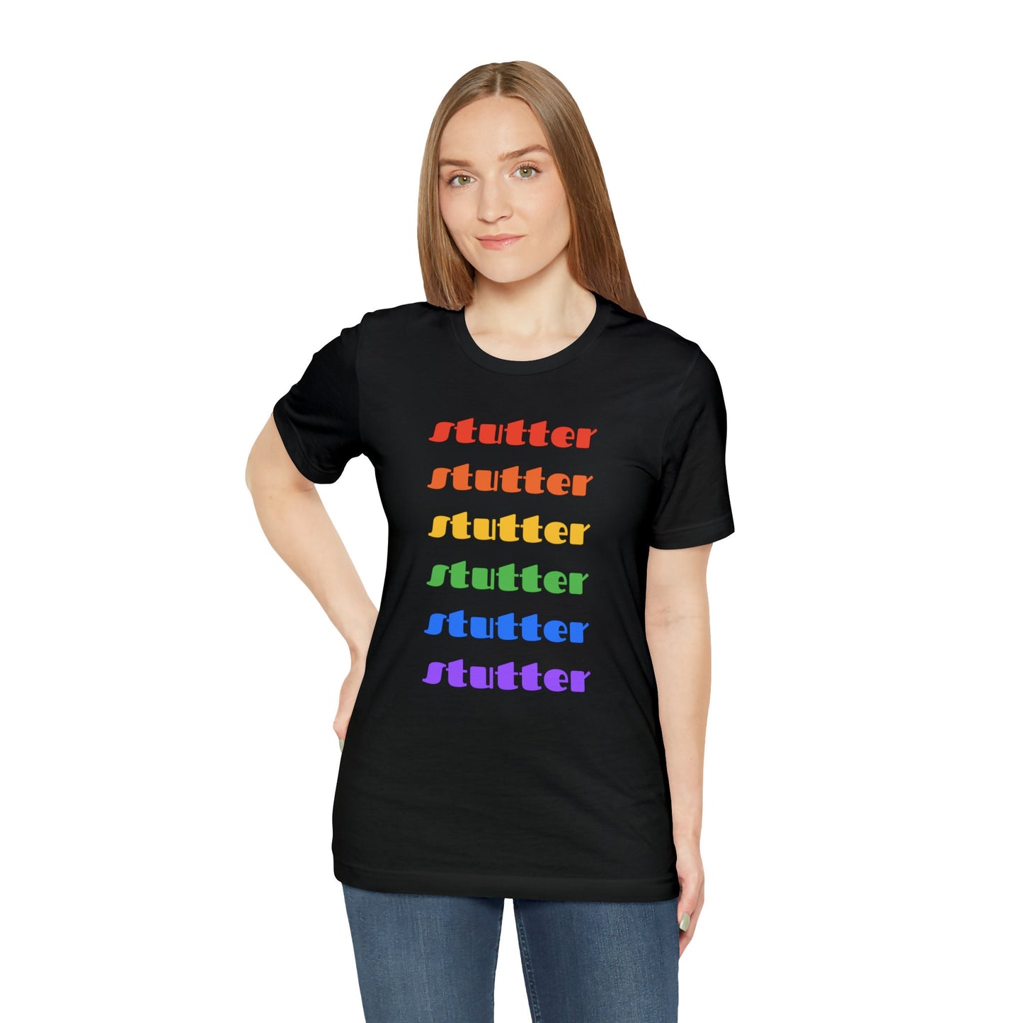 Stutter Pride Rainbow Text Stuttering Tshirt