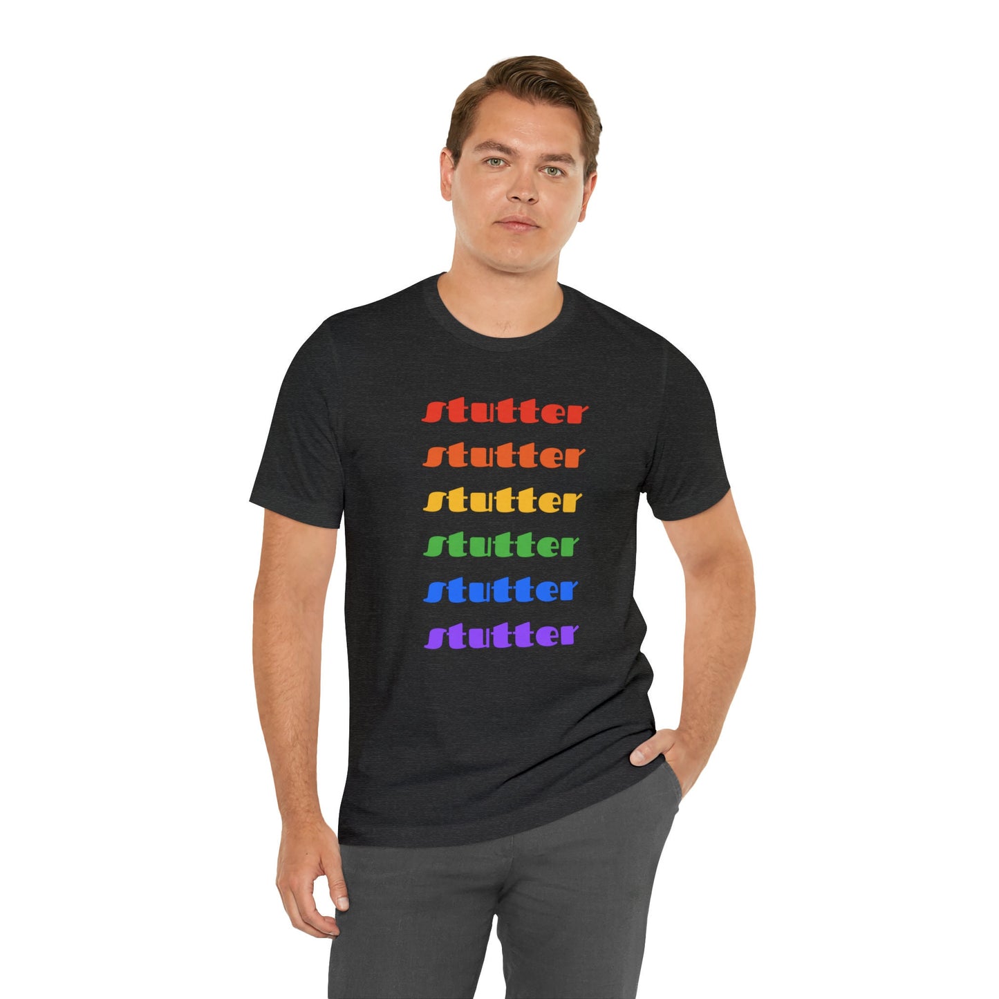 Stutter Pride Rainbow Text Stuttering Tshirt