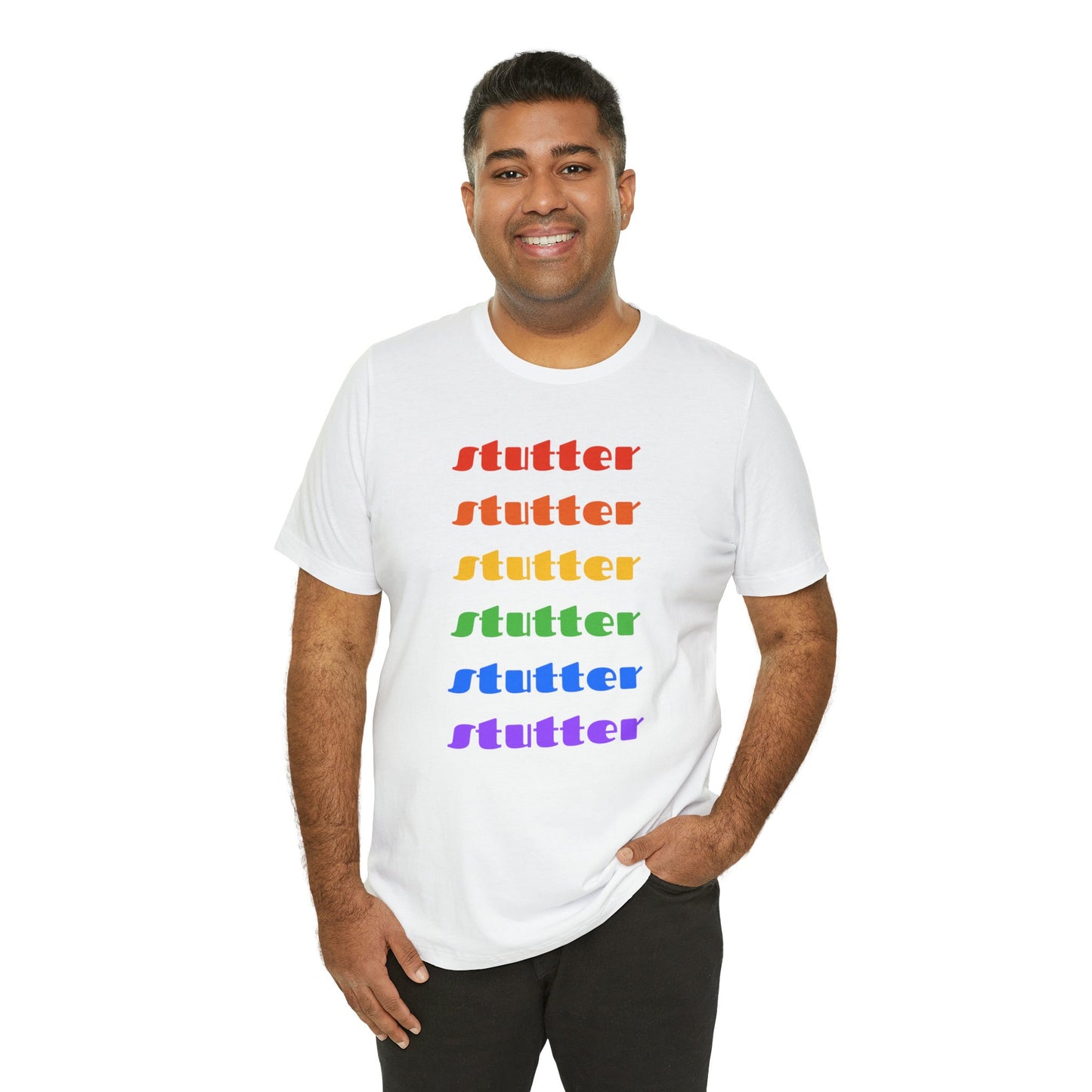 Stutter Pride Rainbow Text Stuttering Tshirt