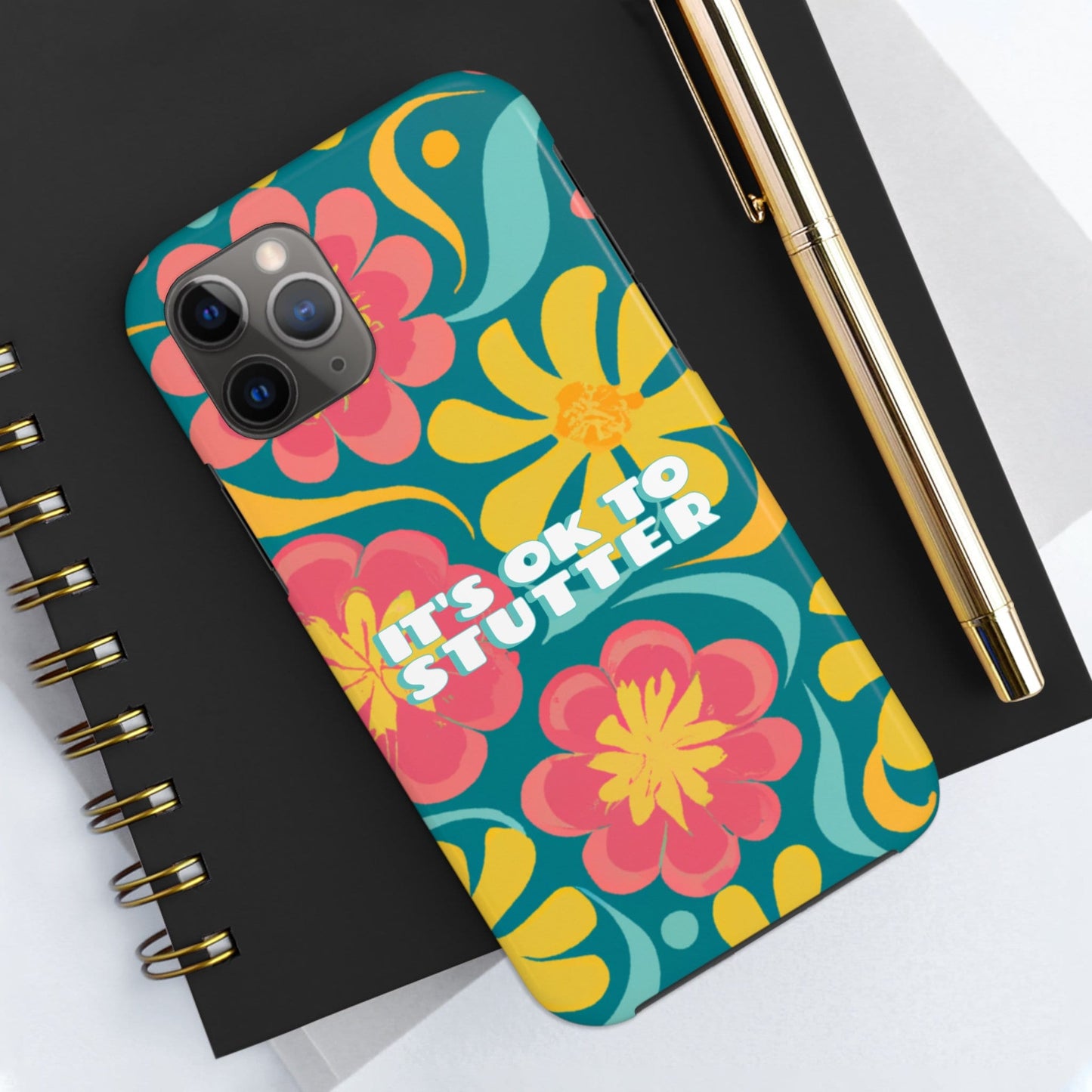 It's OK to Stutter Retro Floral Tough Phone Case