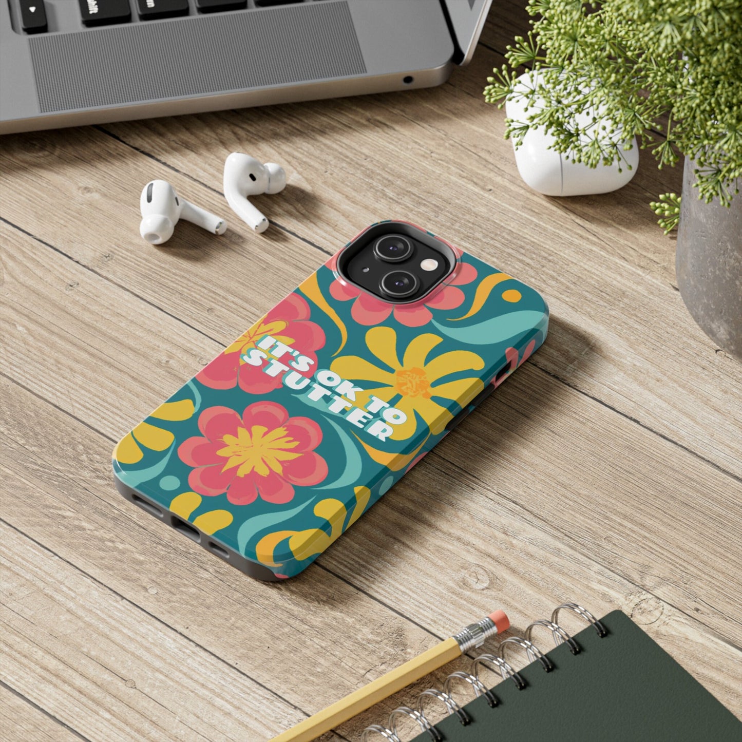 It's OK to Stutter Retro Floral Tough Phone Case