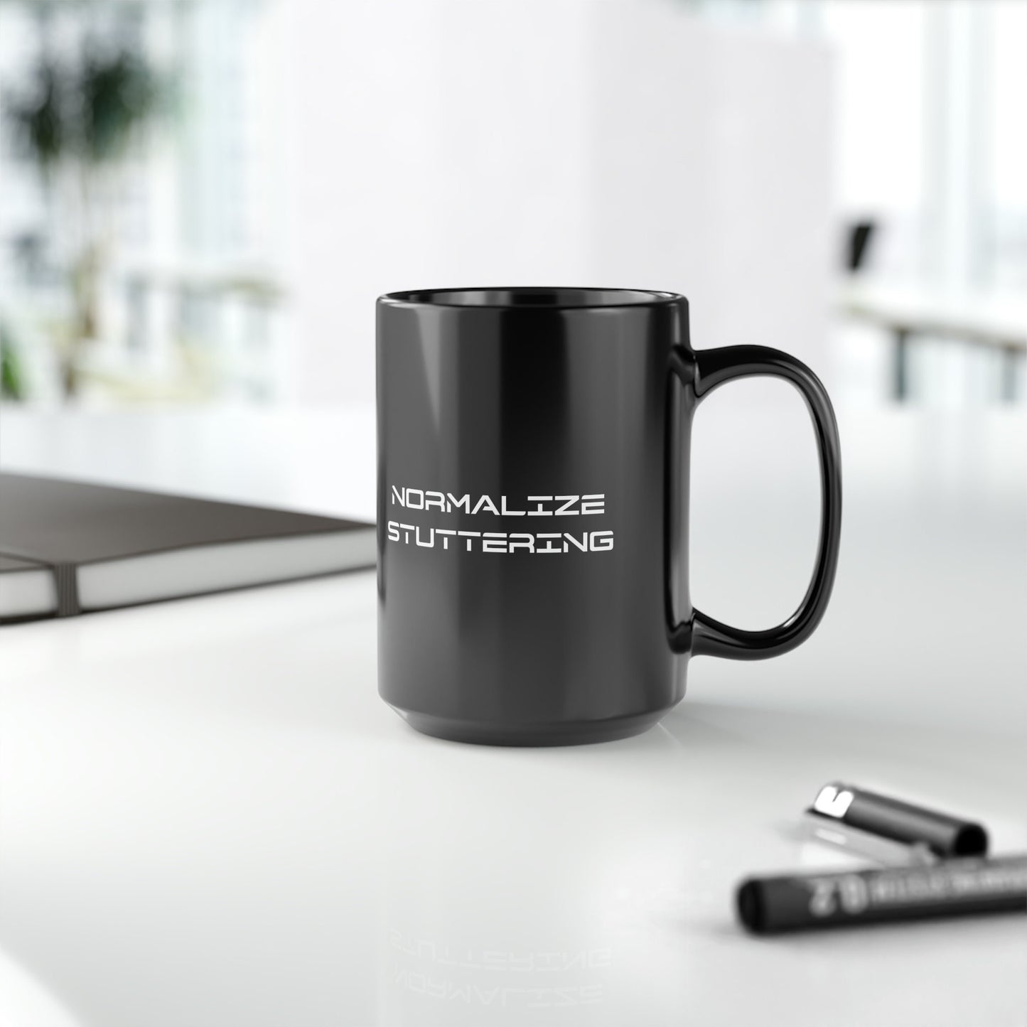 Normalize Stuttering Black 15oz mug