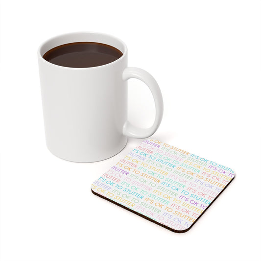 It's OK to Stutter Cork Back Coaster, Round or Square