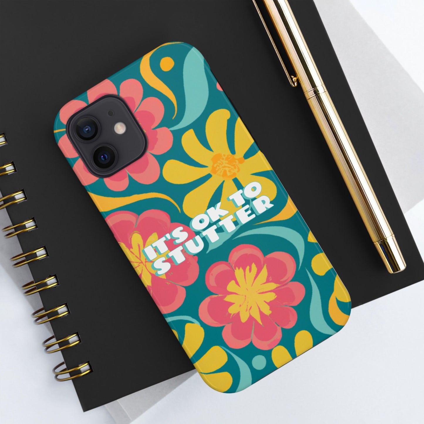 It's OK to Stutter Retro Floral Tough Phone Case