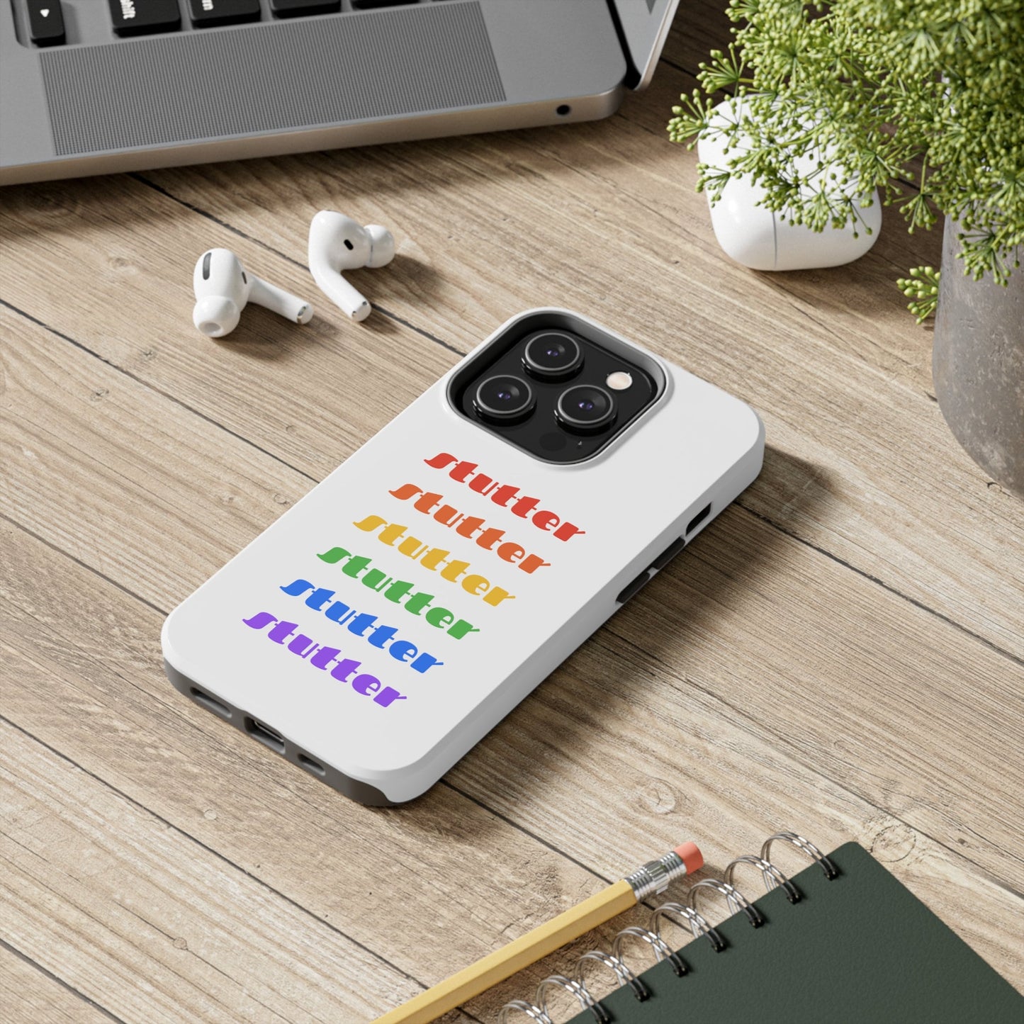 Stutter Pride Rainbow Tough Phone Case